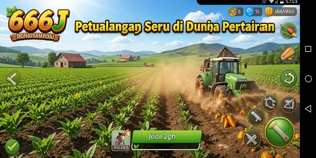 Tampilan gameplay 666J yang menarik dengan ladang subur.