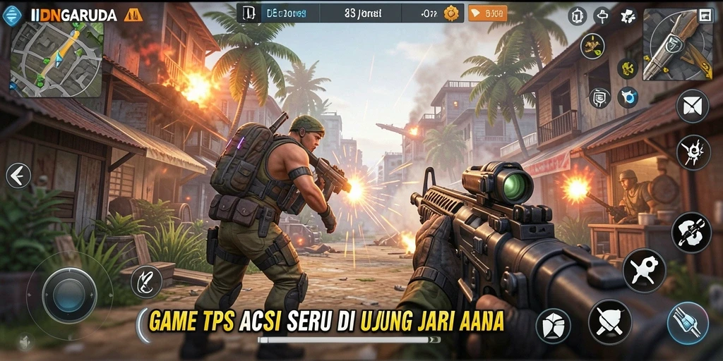Tampilan gameplay seru di IDNGARUDA, aksi menegangkan dalam TPS.