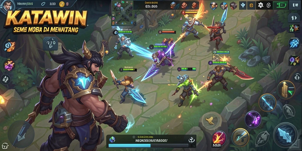 Screenshot gameplay KATAWIN, menampilkan aksi seru di arena MOBA.