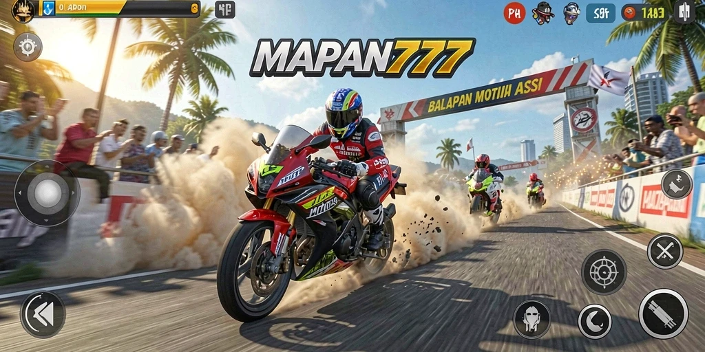 Gameplay balapan motor intens dan mendebarkan di MAPAN777.
