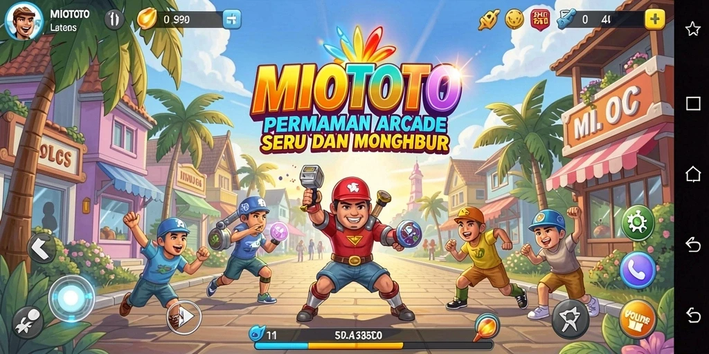 Tampilan gameplay seru MIOTOTO dengan banyak tantangan arcade.