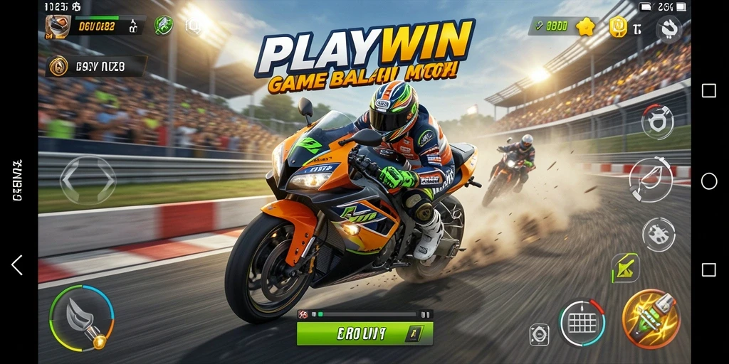Screenshot gameplay menyajikan aksi balap motor yang mendebarkan.