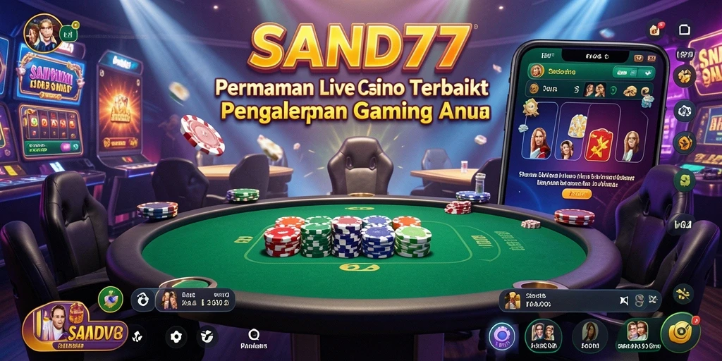 Gameplay mendebarkan SAND77 dalam suasana kasino langsung.
