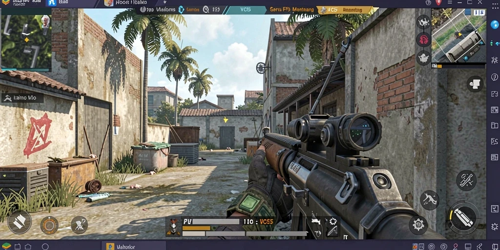 Screenshot gameplay VC55 menampilkan aksi perang yang mendebarkan.